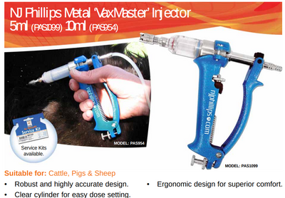NJ Phillips 5ml Vaxmaster injector for cattle vaccination