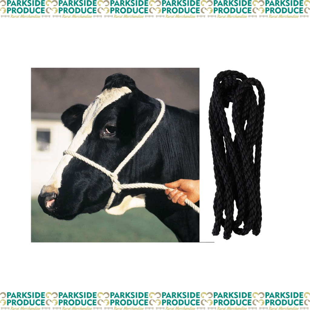 Cow/Horse Poly Rope Halter Black