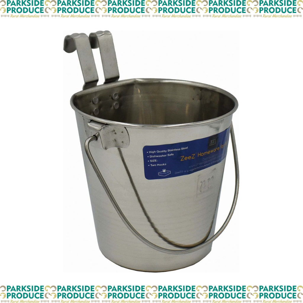 Stainless Steel Flat Sided Bucket Pail (2 Hooks)